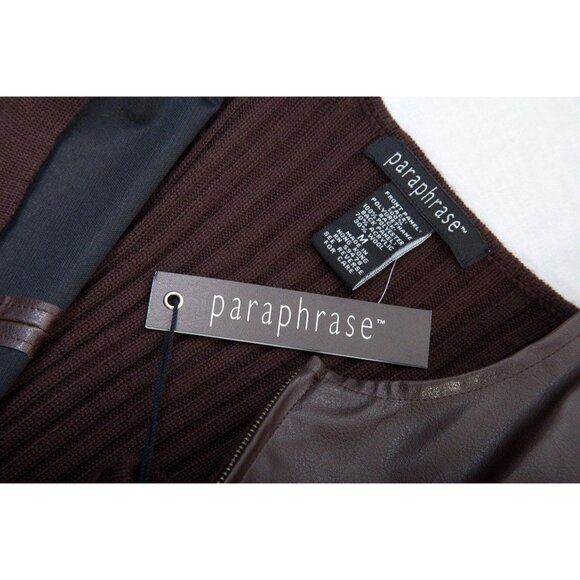 Vtg 2 Piece Paraphrase Maxi Brown Turtle Neck Dress With Faux Leather Vest M - Picture 4 of 10